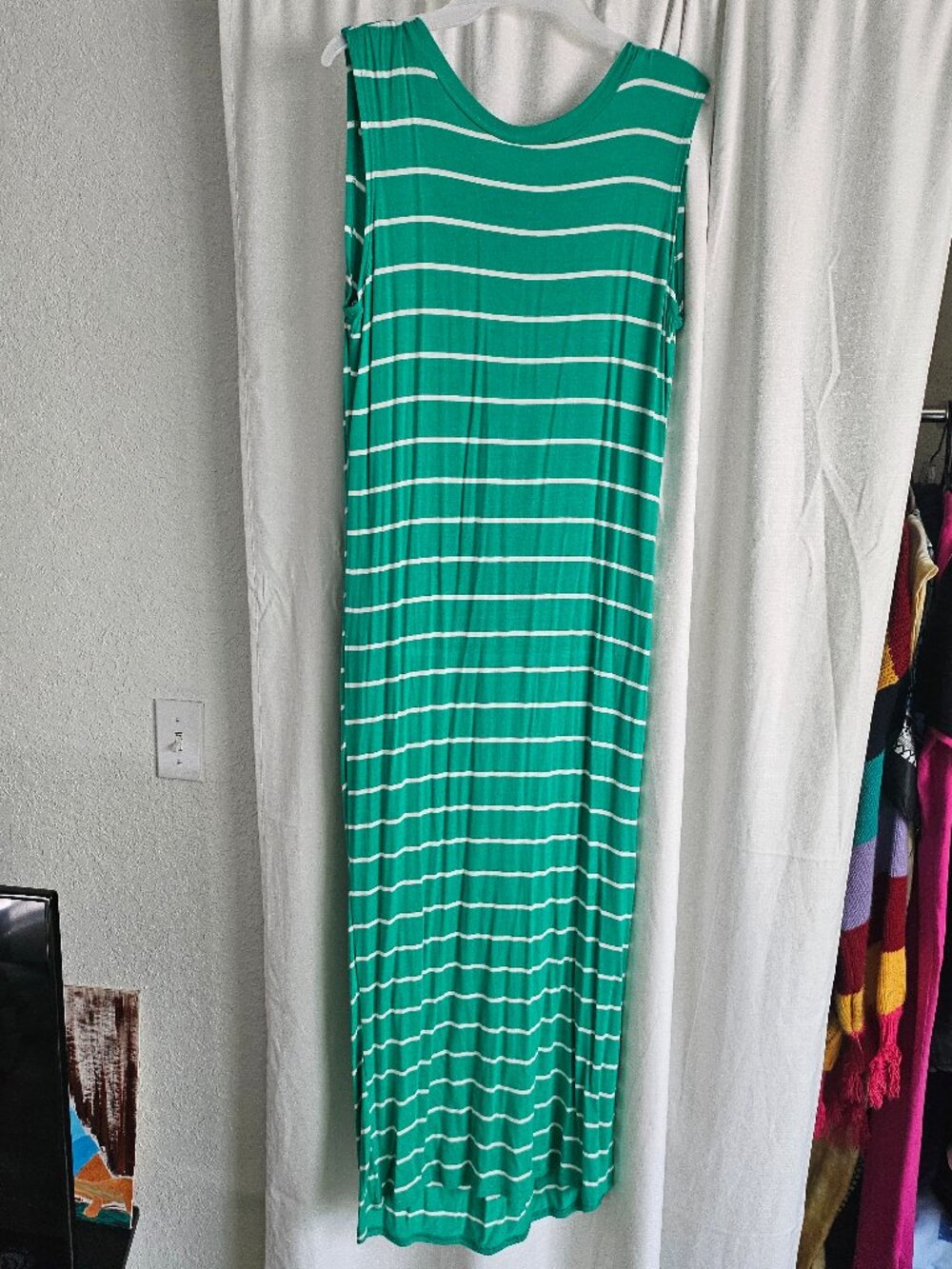 Green striped maxi dress size large